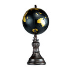 Antique Globe with Stand + Arrow (Black + Gold in Satin)