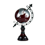 Antique Globe with Stand + Arrow (Black + Gold in Satin)