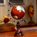 Antique Globe with Stand + Arrow (Black + Gold in Satin)