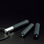 Lockstone Plus Steel Pendant // Cotton + Three Black Stones
