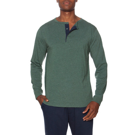 LS Lounge Henley + Contrasting Piping // Green + Blue (S)