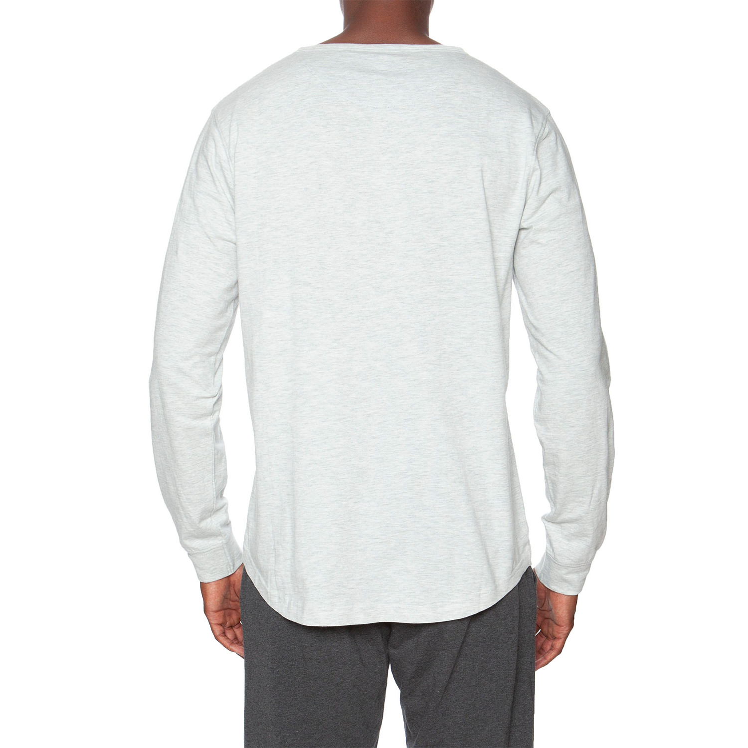 Long-Sleeve Lounge Henley + Contrasting Piping // White + Black (S ...