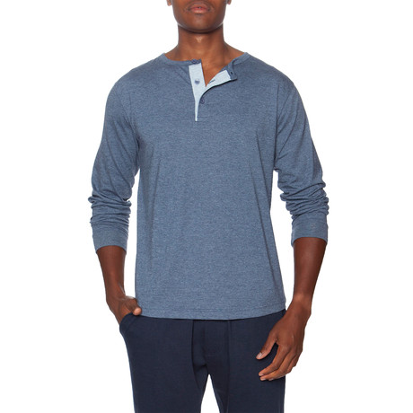 LS Lounge Henley + Contrasting Piping // Blue + Blue (S)