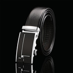 Trail Adjustable Buckle Leather Belt // Black + Silver