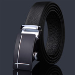 Segment Adjustable Buckle Leather Belt // Black + Silver