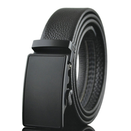 Edge Adjustable Buckle Leather Belt // Black