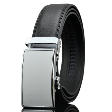Brooks Automatic Adjustable Leather Belt // White + Silver