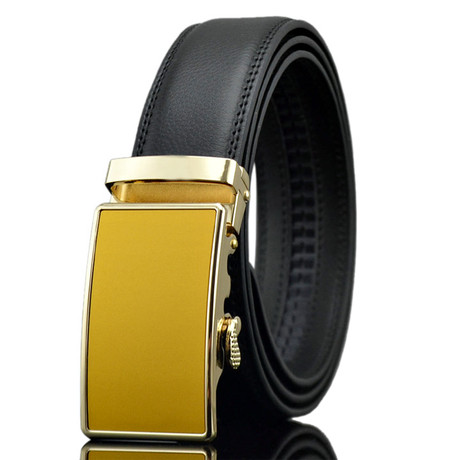 Brooks Automatic Adjustable Leather Belt // Tan + Gold