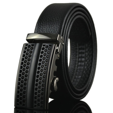 Classic Adjustable Buckle Leather Belt // Black