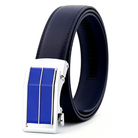 Static Automatic Adjustable Leather Belt // Refined Blue