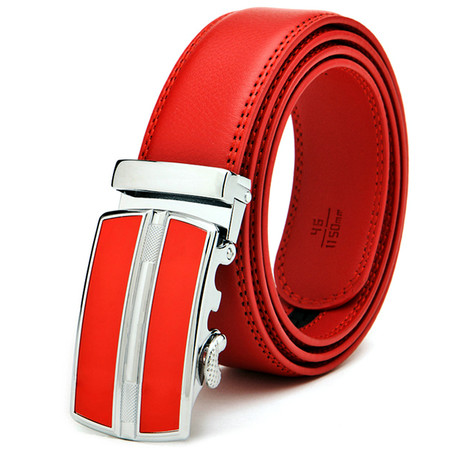 Josh Automatic Adjustable Leather Belt // Red