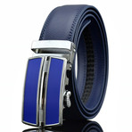 Barry Automatic Adjustable Leather Belt // Blue + Silver