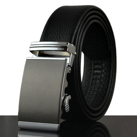 Clean Adjustable Buckle Leather Belt // Gunmetal