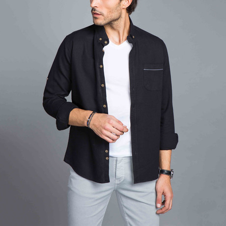 Pocket Oxford Button-Up Shirt // Black (S)