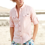 Pocketed Button-Up Shirt // Rose (XL)