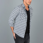 Pocketed Plaid Button-Up Shirt // White (2XL)