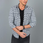 Pocketed Plaid Button-Up Shirt // White (2XL)