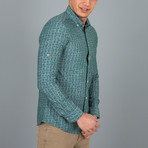 Dotted Grid Button-Up Shirt // Emerald Green (2XL)