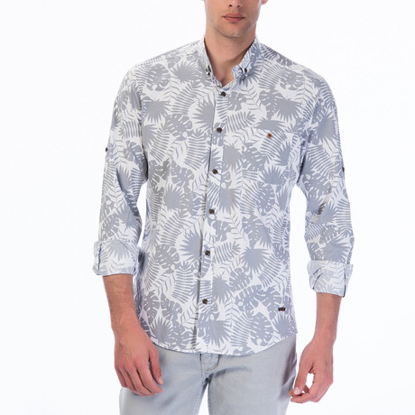 Tropical Pattern Button-Up Shirt // White (S)