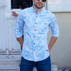 Tropical Pattern Button-Up Shirt // Blue (XL)