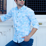 Tropical Pattern Button-Up Shirt // Blue (XL)