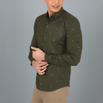 Confetti Pattern Button-Up Shirt // Khaki Green (M)