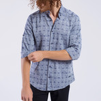 Diamonds Pattern Button-Up Shirt // Indigo (L)