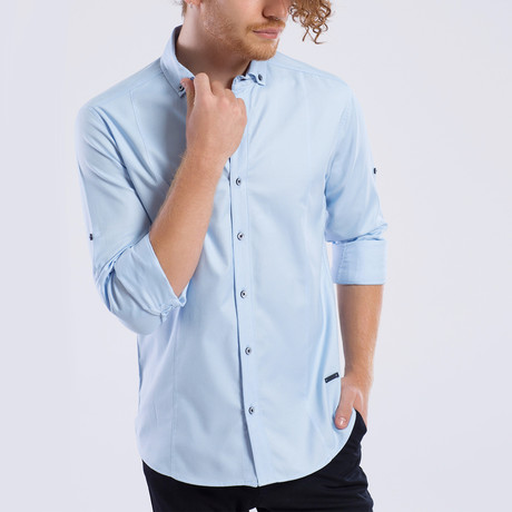 Roll-Up Oxford Button-Up Shirt // Blue (S)