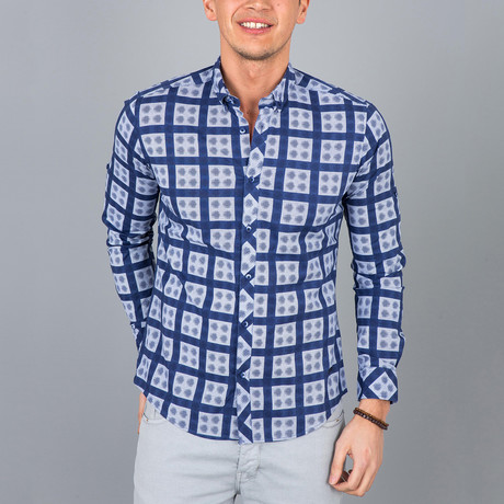 Four-Dot Grid Button-Up Shirt // White (S)