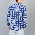 Four-Dot Grid Button-Up Shirt // White (L)