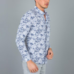 Paisley Pattern Button-Up Shirt // Navy + Light Blue (S)