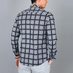 Four-Dot Grid Button-Up Shirt // Light Blue (S)