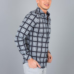 Four-Dot Grid Button-Up Shirt // Light Blue (S)