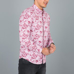 Paisley Pattern Button-Up Shirt // Red + Pink (S)