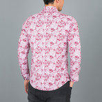 Paisley Pattern Button-Up Shirt // Red + Pink (S)