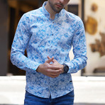 Paisley Pattern Button-Up Shirt // Sax (2XL)