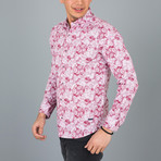 Paisley Pattern Button-Up Shirt // Red + Pink (S)