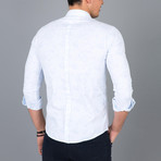 Paisley Pattern Button-Up Shirt // White + Light Blue (S)