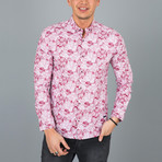 Paisley Pattern Button-Up Shirt // Red + Pink (S)