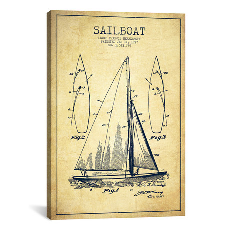 Sailboat Vintage Patent (26"H x 18"W x 0.75"D)