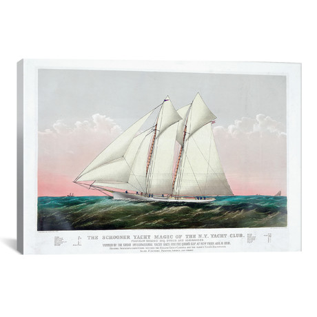 The Schooner Magic Of The New York Yacht Club, 1870 // Currier & Ives (18"H x 26"W x 0.75"D)