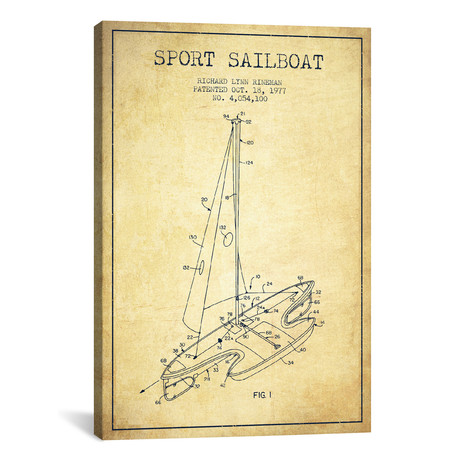 Sport Sailboat 1 // Vintage (26"H x 18"W x 0.75"D)