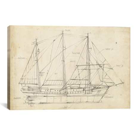 Sailboat Blueprint II // Ethan Harper (18"H x 26"W x 0.75"D)