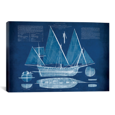 Antique Ship Blueprint III (18"H x 26"W x 0.75"D)