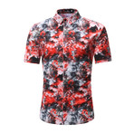 Short Sleeve Shirt // Red + Black +White Floral (XL)