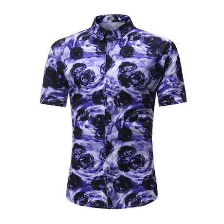 Short Sleeve Shirt // Purple Floral (XL)