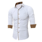 Short Sleeve Shirt // Solid White + Beige (M)