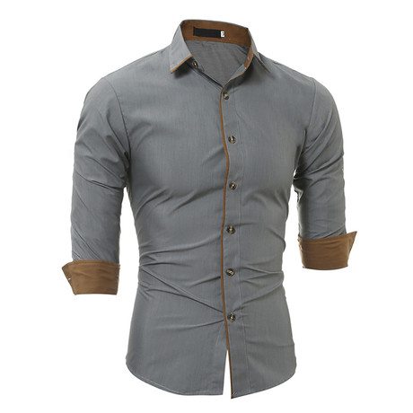 Short Sleeve Shirt // Grey + Beige (S)