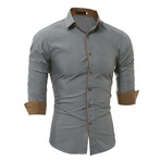 Short Sleeve Shirt // Grey + Beige (M)