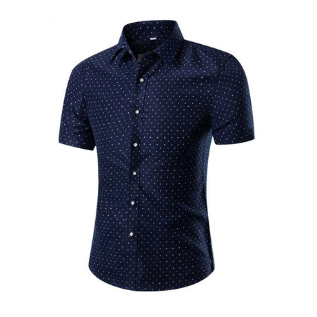 Short Sleeve Shirt // Blue + White Dots (XL)